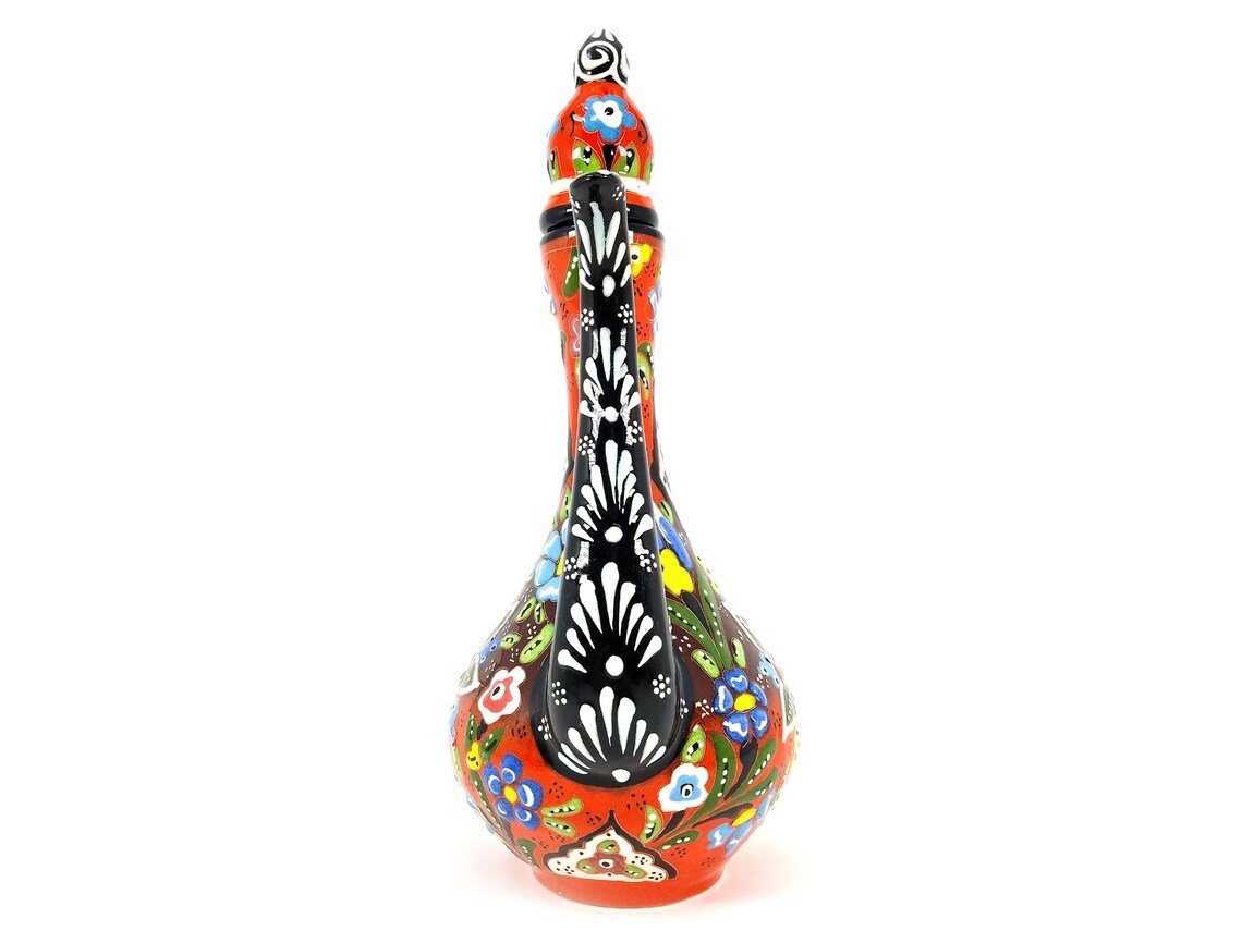 Handmade Handprinted Turkish Ceramic Ewer Pitcher Vase Home Decor