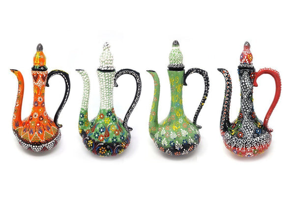 Handmade Handprinted Turkish Ceramic Ewer Pitcher Vase Home Decor