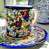 Handmade in Palestinian Ceramics Floral Mug Pottery