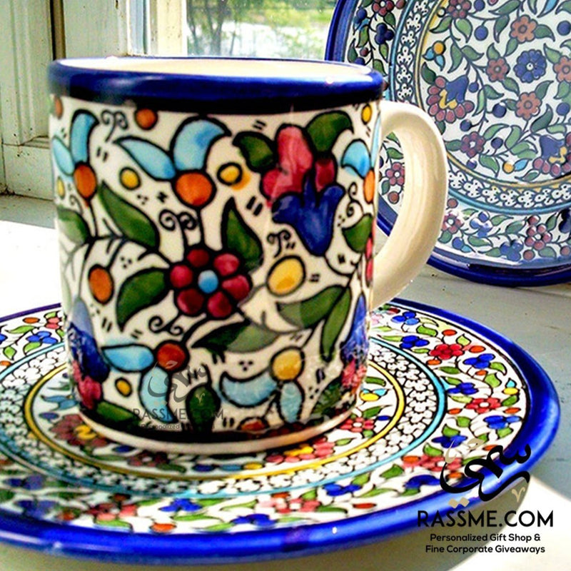 Handmade in Palestinian Ceramics Floral Mug Pottery