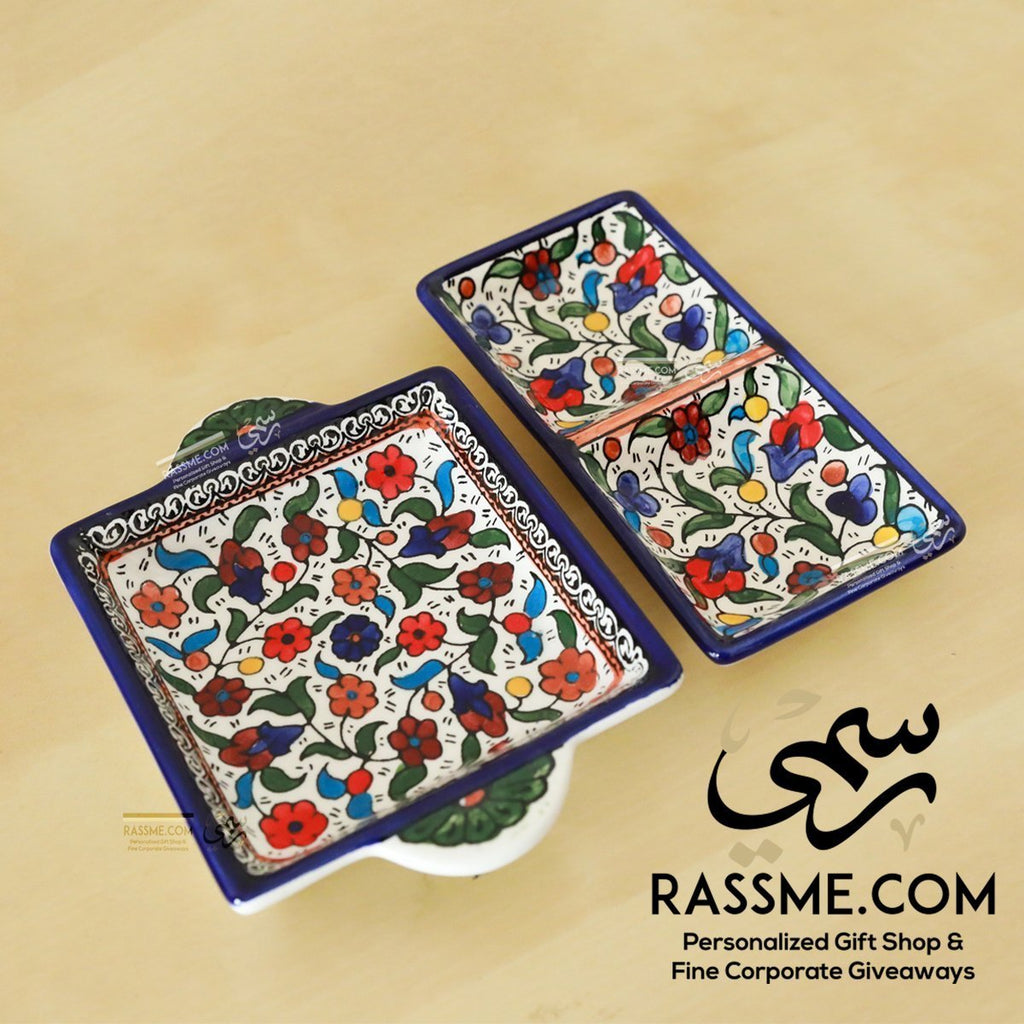 Handmade in Palestinian Ceramics Pottery Nuts Plate Jordan