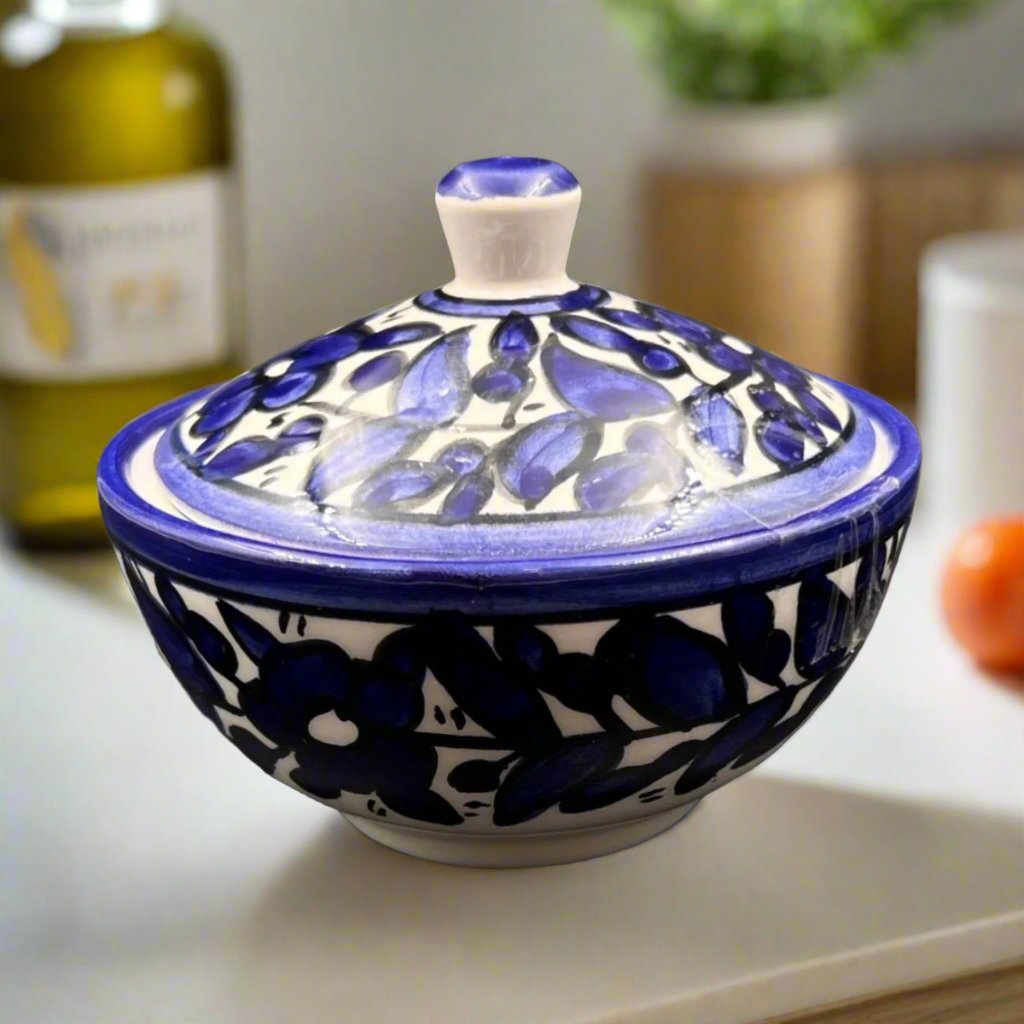 Handmade Palestinian Ceramic Floral Bowl Pottery Tureen