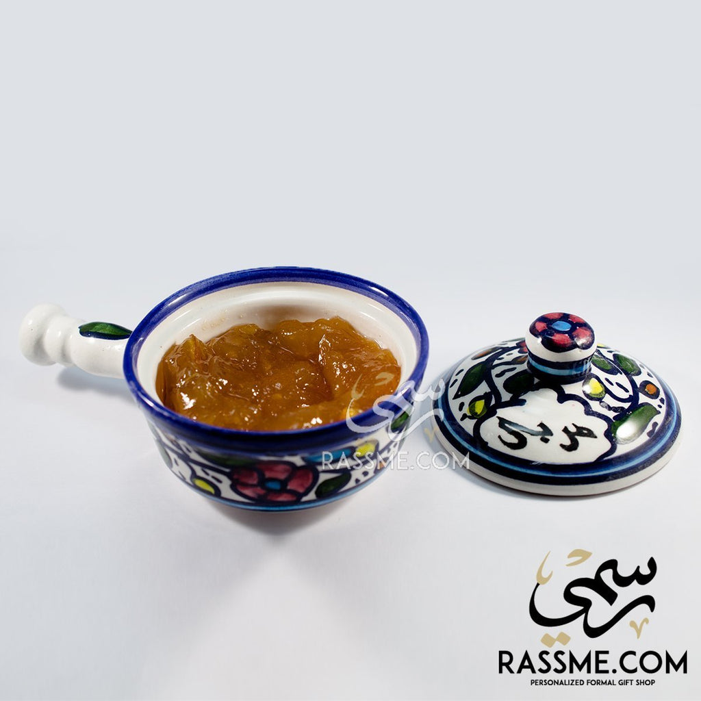 Handmade Palestinian Ceramic Floral Jam Bowl Pottery