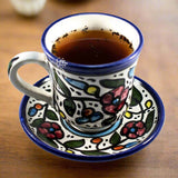 Handmade Palestinian Ceramic Floral Tea Cup Pottery