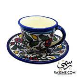 Handmade Palestinian Ceramic Floral Tea Cup Pottery