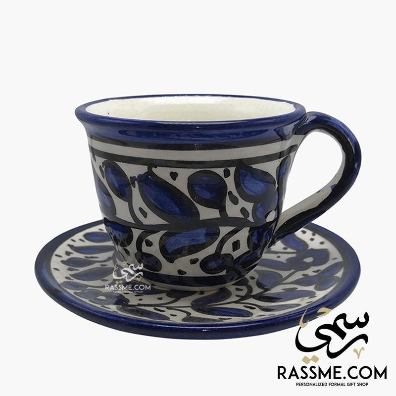 Handmade Palestinian Ceramic Floral Tea Cup Pottery