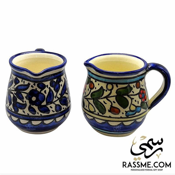 Handmade Palestinian Ceramic Milk Pourer Cream Pitcher Pottery