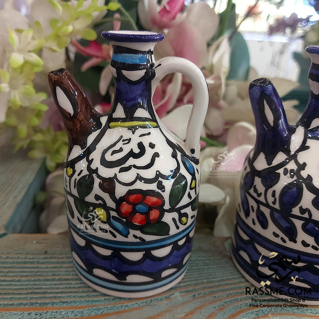 Handmade Palestinian Ceramics Olive Oil Bottle Zeit Zaitoun - قنينة زيت زيتون