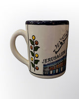 Handmade Palestinian Mug Dome Of The Rock Ceramic Floral Pottery