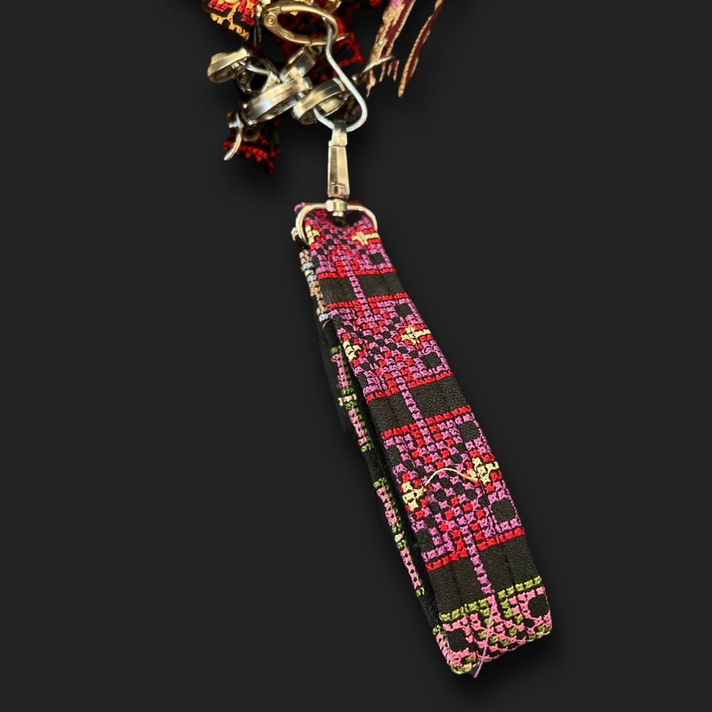 Handmade Tatreez Embroidery Keychain Pink