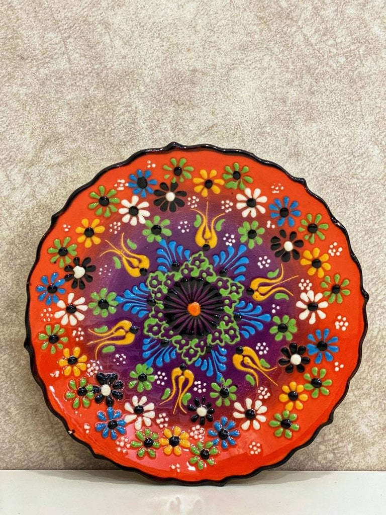 12'' Turkish Tile Work Wall Plate,Colorful Wall Decor,Decorative Plate For Hanging,Ceramic top Plate,Turkish Pottery,Mother's Day Gift,Bespoky