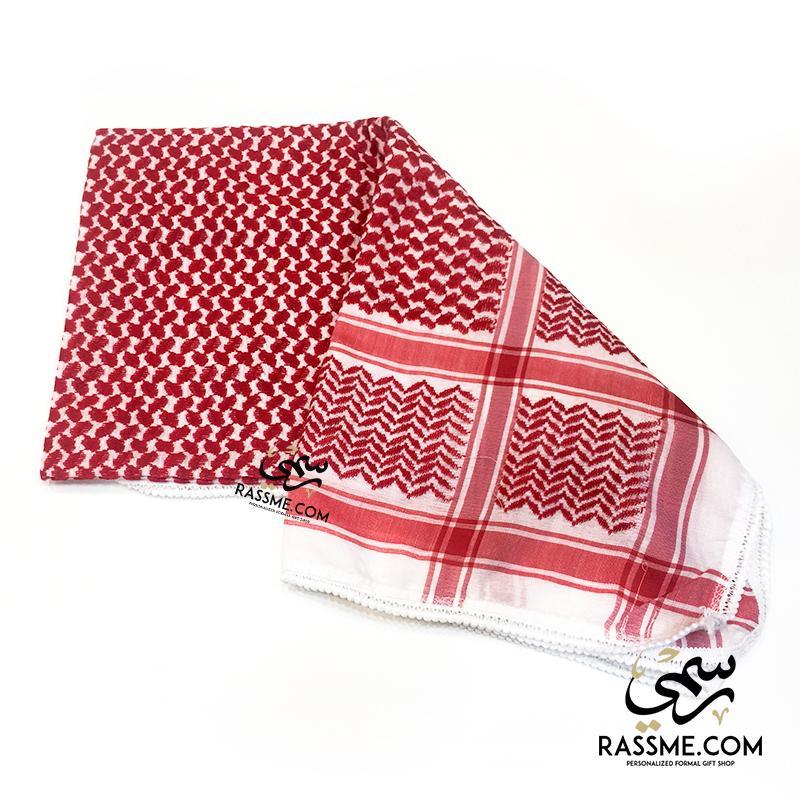 Jordanian Shemagh Keffiyeh Traditional Head Scarf Red And White