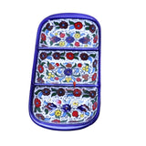 Hebron Blue Ceramic 3 SECTION PLATE