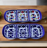 Hebron Blue Ceramic 3 SECTION PLATE