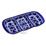 Hebron Blue Ceramic 3 SECTION PLATE