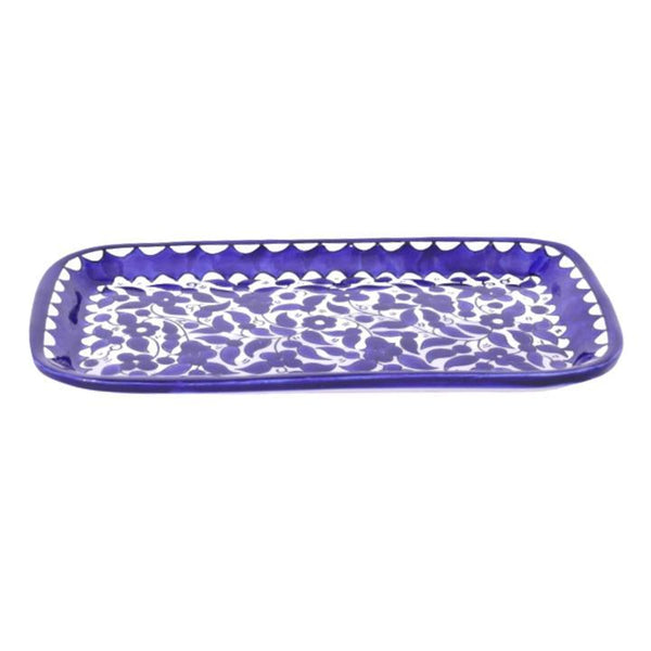 Hebron Ceramic Blue Bowl FLORAL RECTANGLE PLATE