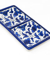 Hebron Ceramic Blue bowl SMALL 2 SECTION RECTANGLE PLATE