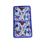 Hebron Ceramic Blue bowl SMALL 2 SECTION RECTANGLE PLATE