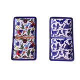 Hebron Ceramic Blue bowl SMALL 2 SECTION RECTANGLE PLATE
