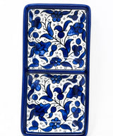 Hebron Ceramic Blue bowl SMALL 2 SECTION RECTANGLE PLATE
