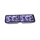 Hebron Ceramic Blue bowl SMALL 2 SECTION RECTANGLE PLATE