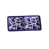 Hebron Ceramic Blue bowl SMALL 2 SECTION RECTANGLE PLATE