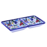 Hebron Ceramic Blue bowl SMALL 2 SECTION RECTANGLE PLATE