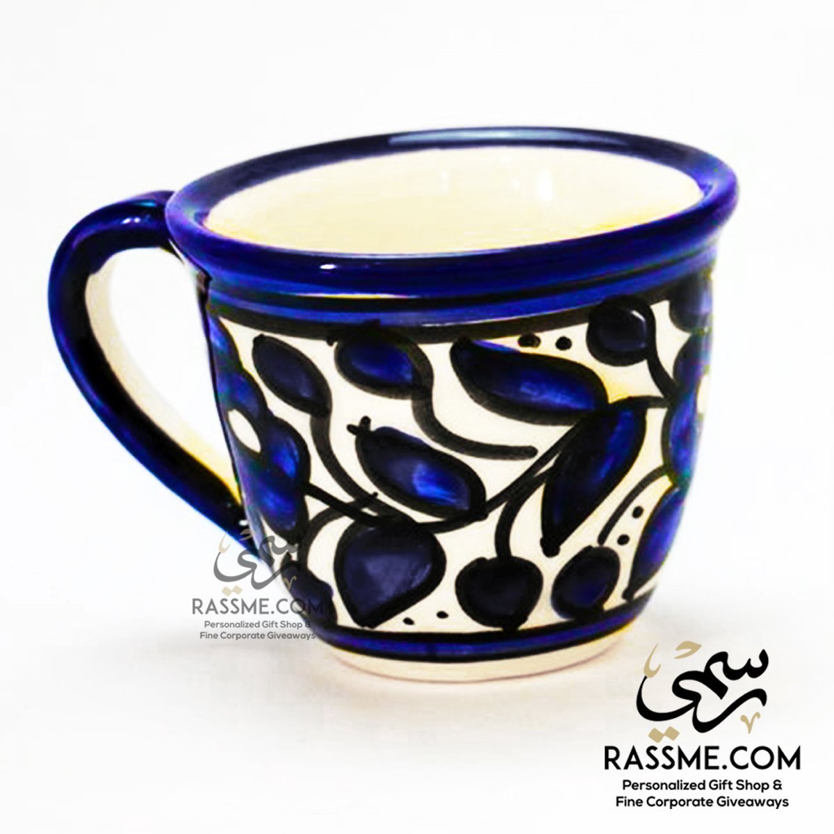 Hebron Ceramic Hand Paint Coffee Cup and Saucers Made in Holy Land Khalil / Palestine