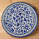 Hebron Ceramic Round Plate with Dense Blue Floral Pattern