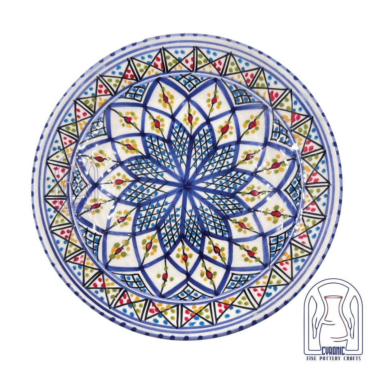 Hebron Ceramic Round Plate with Geometric Star