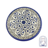 Hebron Ceramic Plate with Blue Floral Center
