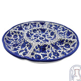 Hebron Ceramic Blue & White Divided Round Plate