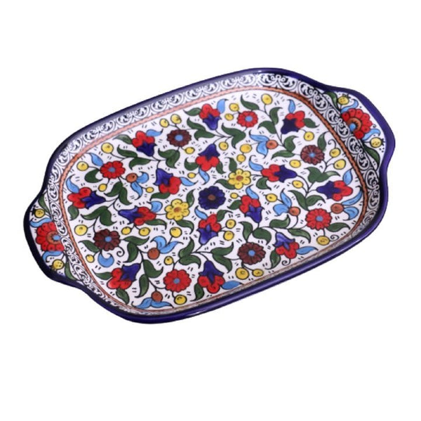 Hebron CERAMIC ROUNDED FLORAL SERVING PLATE 11.8