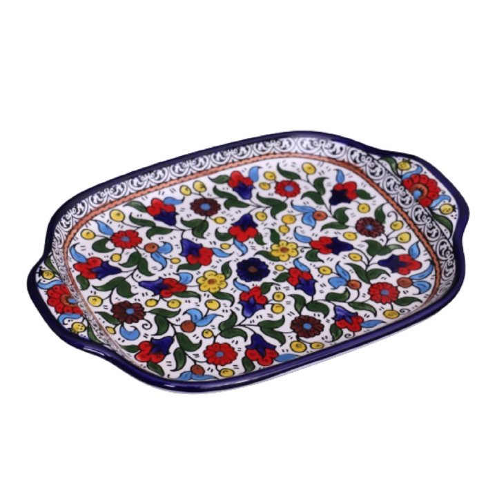 Hebron CERAMIC ROUNDED FLORAL SERVING PLATE 11.8"