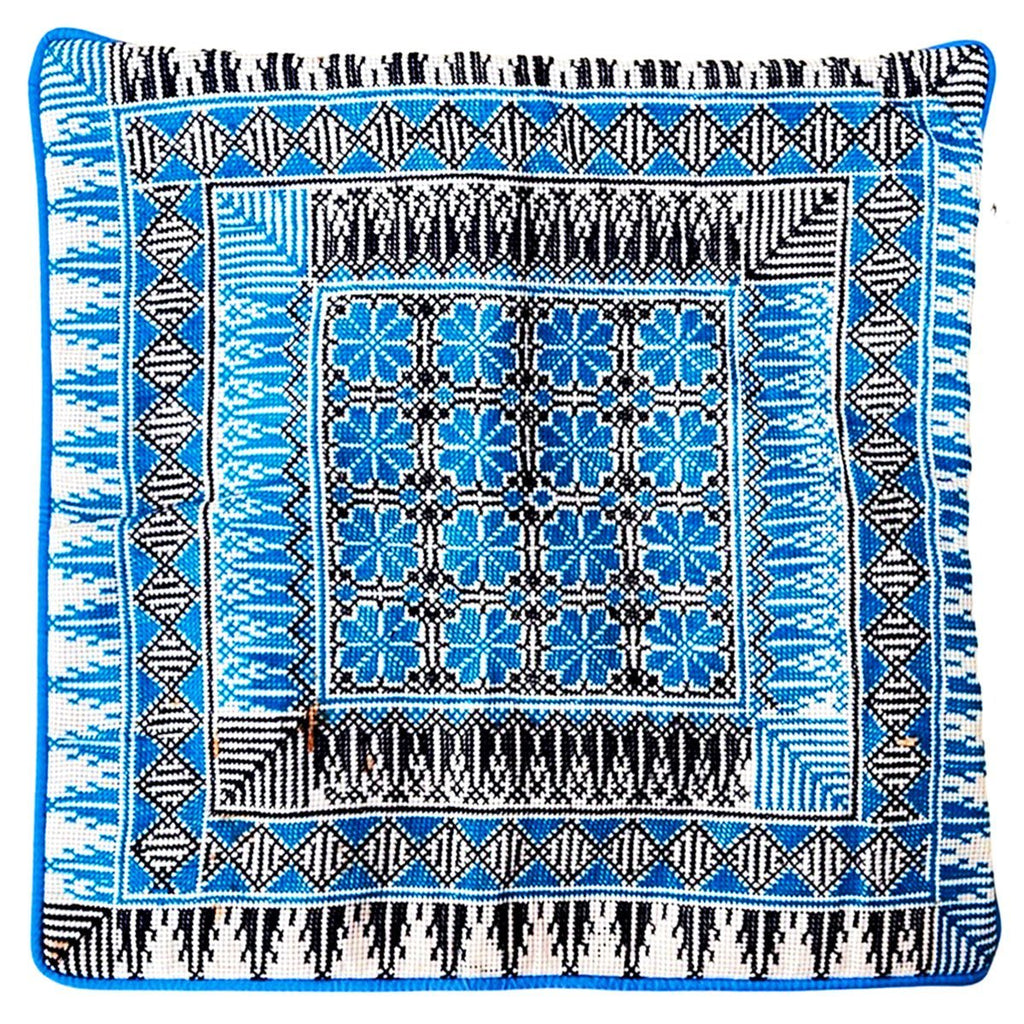 High Quality Handmade Embroidery Cushion Cover Baby Blue & White