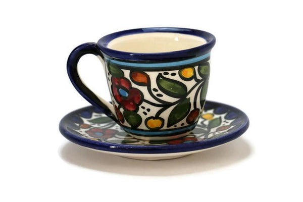 High Quality Palestinian Floral COFFEE CUP WITH SAUCER 4 OZ