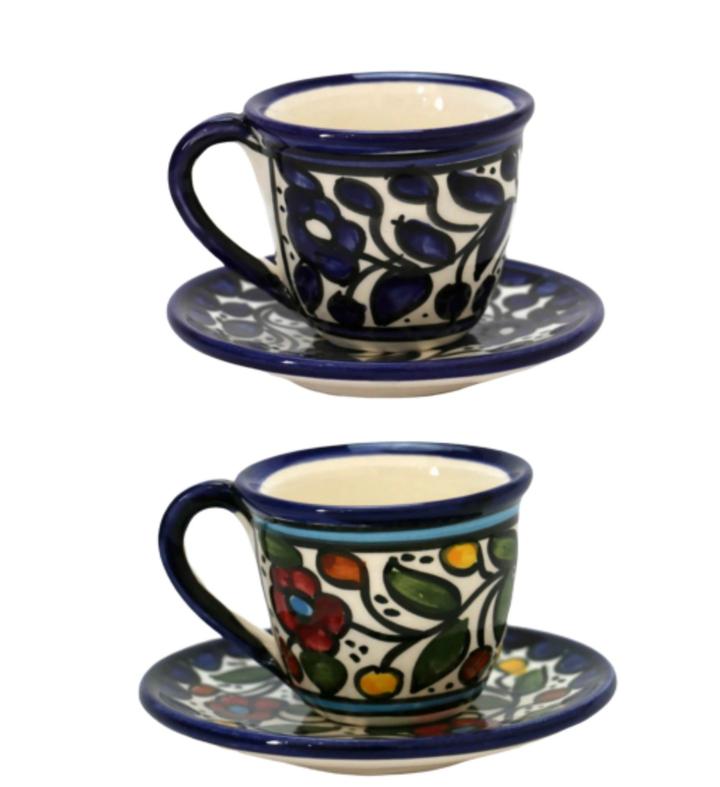 High Quality Palestinian Floral COFFEE CUP WITH SAUCER 4 OZ