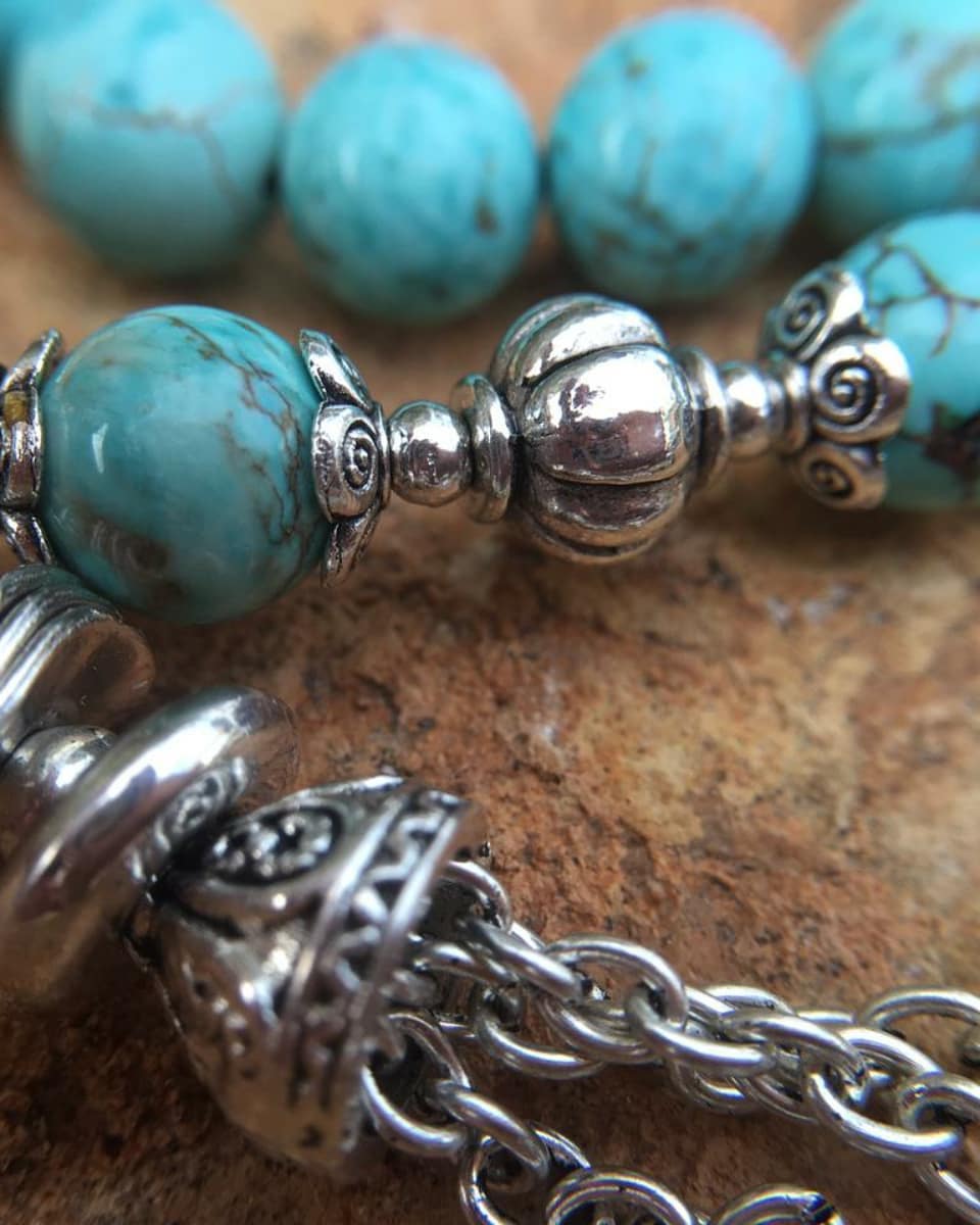 High Quality Turquoise Prayer Beads and Hand Calligraphy Wooden Nabataeans Box Set
