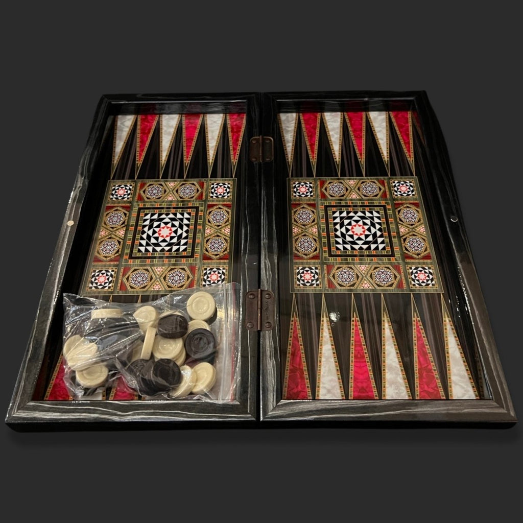 High Quality Wooden Backgammon and Chess with Stones, chips and dice