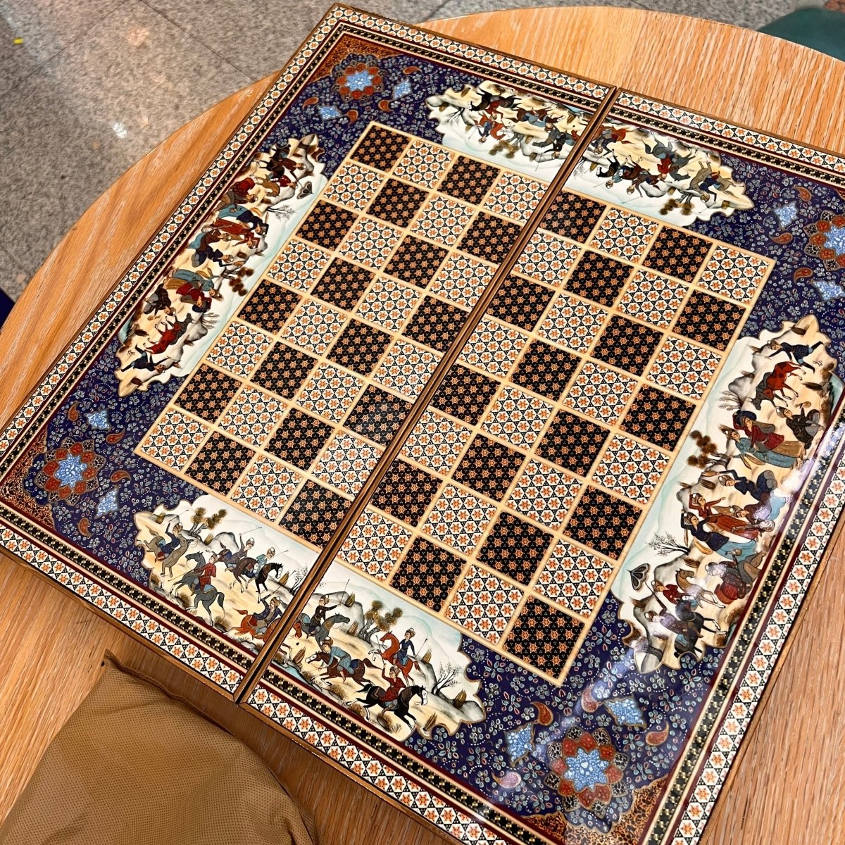 High Quality Wooden Iranian Backgammon and Chess with Stones, chips and dice