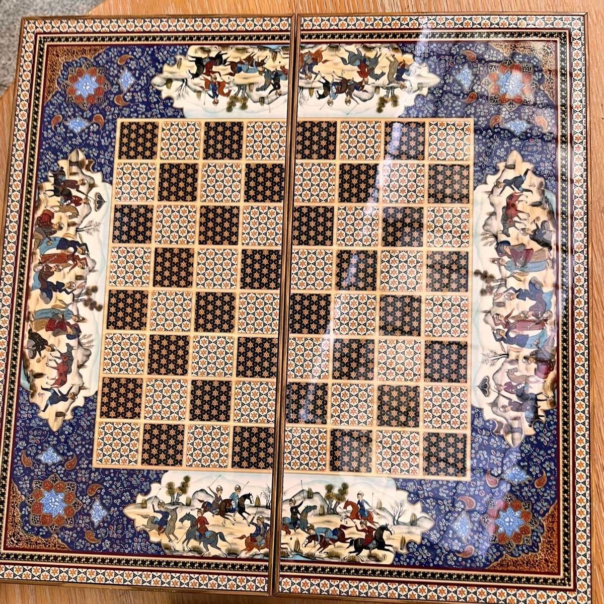 High Quality Wooden Iranian Backgammon and Chess with Stones, chips and dice