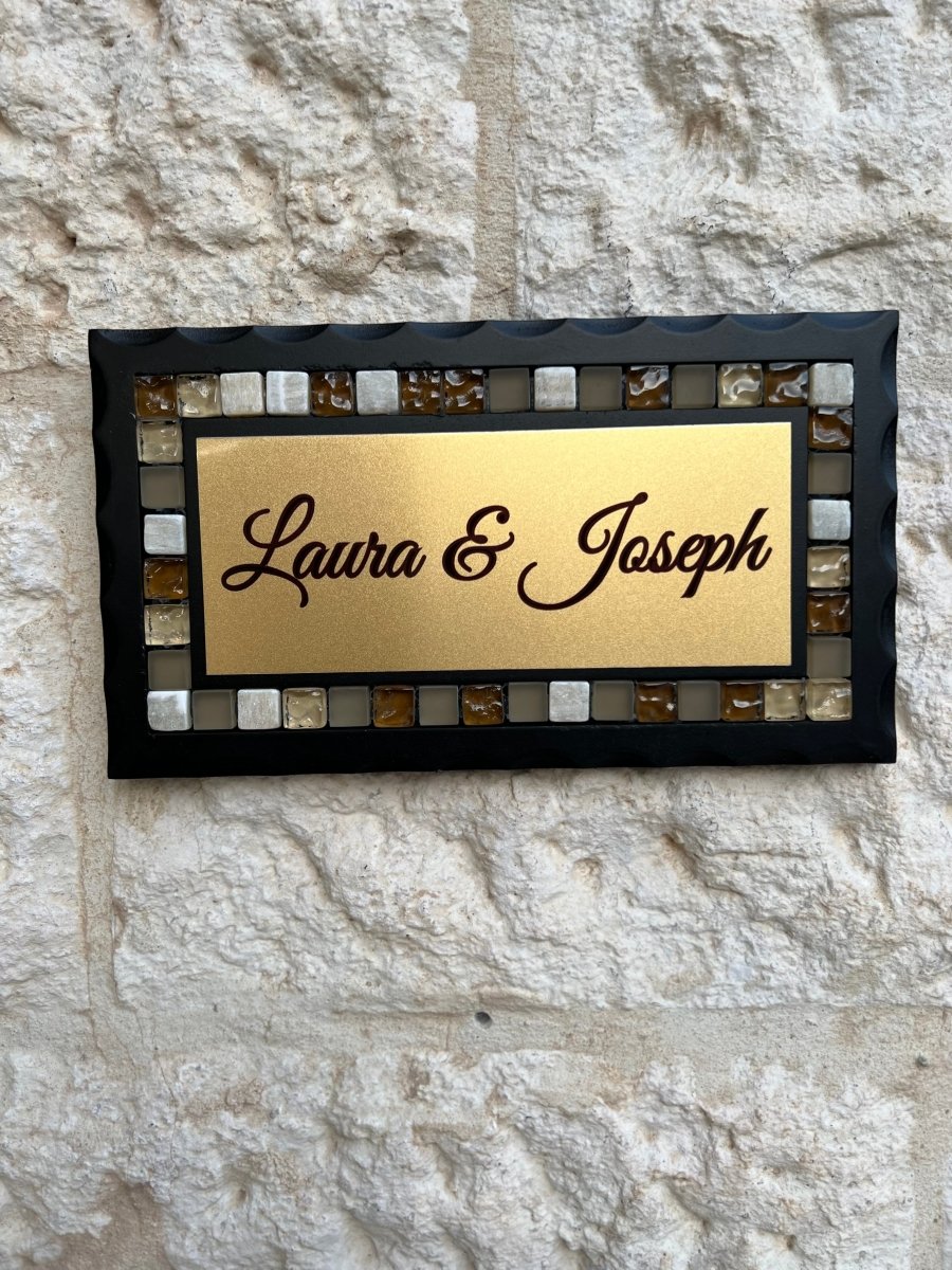Home Sign Door Name Sign Stones Mosaics Handmade