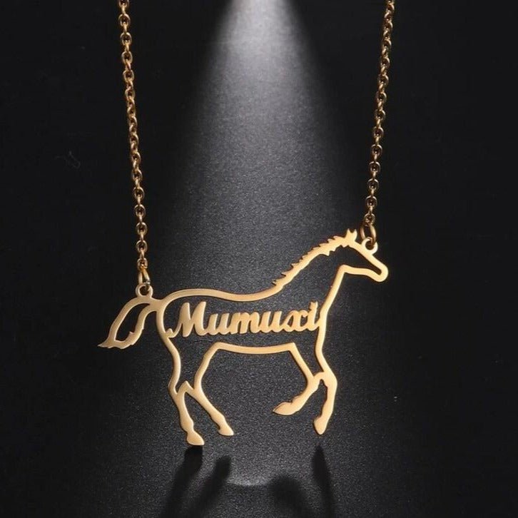 Horse Personalized Name Necklace Custom Name Necklace Name inside Horse