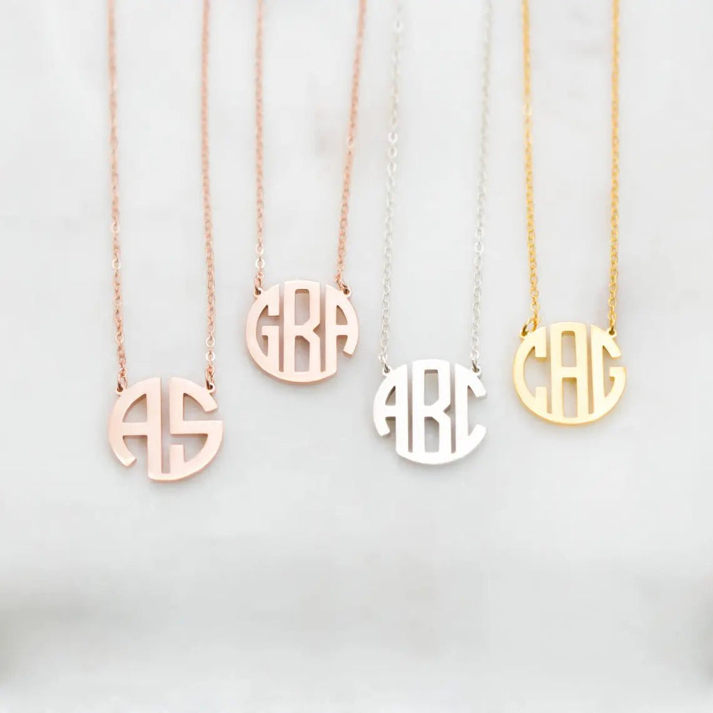 Dainty Monogram Necklace • Custom Block Monogram Initials Necklace • Personalized Name Jewelry • Bridesmaids Gifts