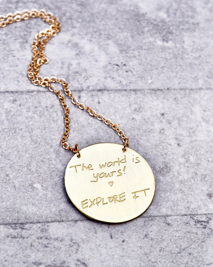 Compass Pendant/The World Is/Yours Explore It/Graduation Gift