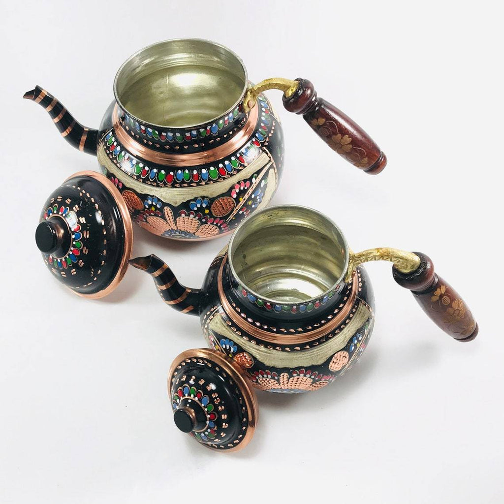 Copper Turkish TeaPot Tea Kettle Pots Set for Stove Top  Stovetop Decorative Infuser Vintage Antique Floral Farmhouse Glasses Tray  Cups Serving Party Moroccan Decor Style Unique Kitchen Women: Teapots
