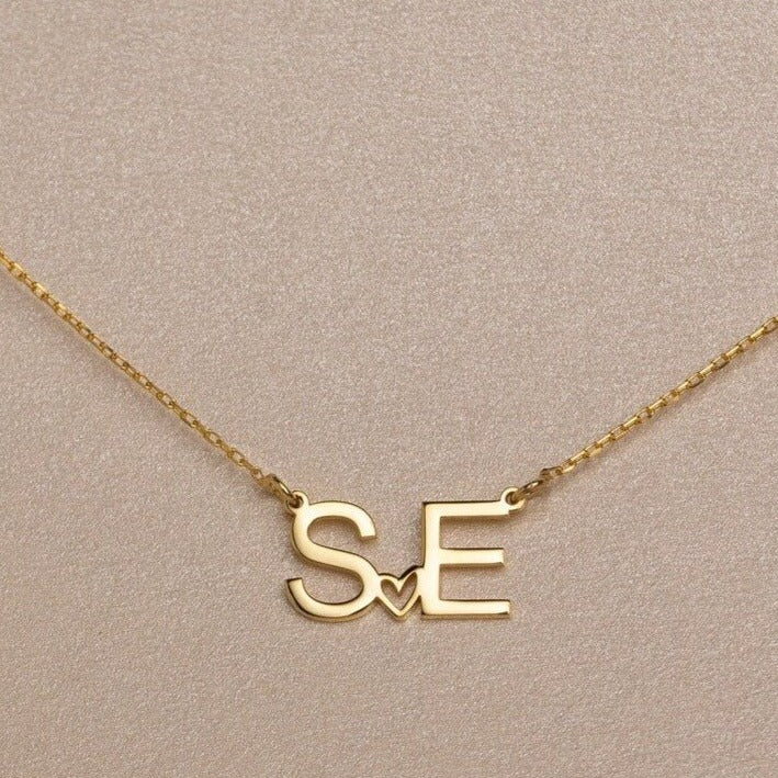 Personalized Initial Necklace with a Heart, Dainty silver necklace, Letter necklace, Monogram Necklace