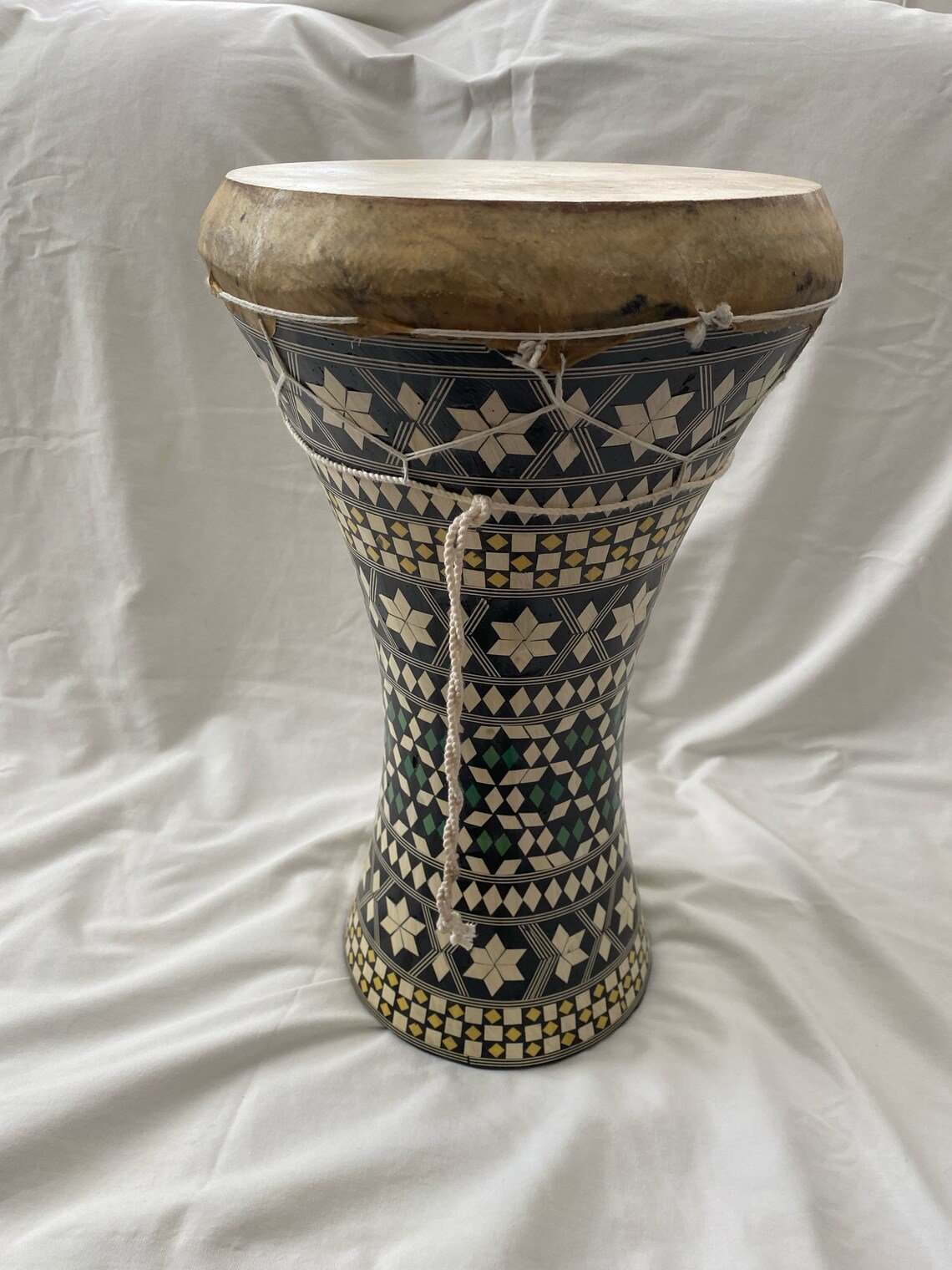 Egyptian Wooden Tabla Drum Doumbek Goat Skin Inlaid Handmade