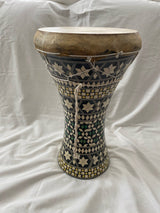 Egyptian Wooden Tabla Drum Doumbek Goat Skin Inlaid Handmade