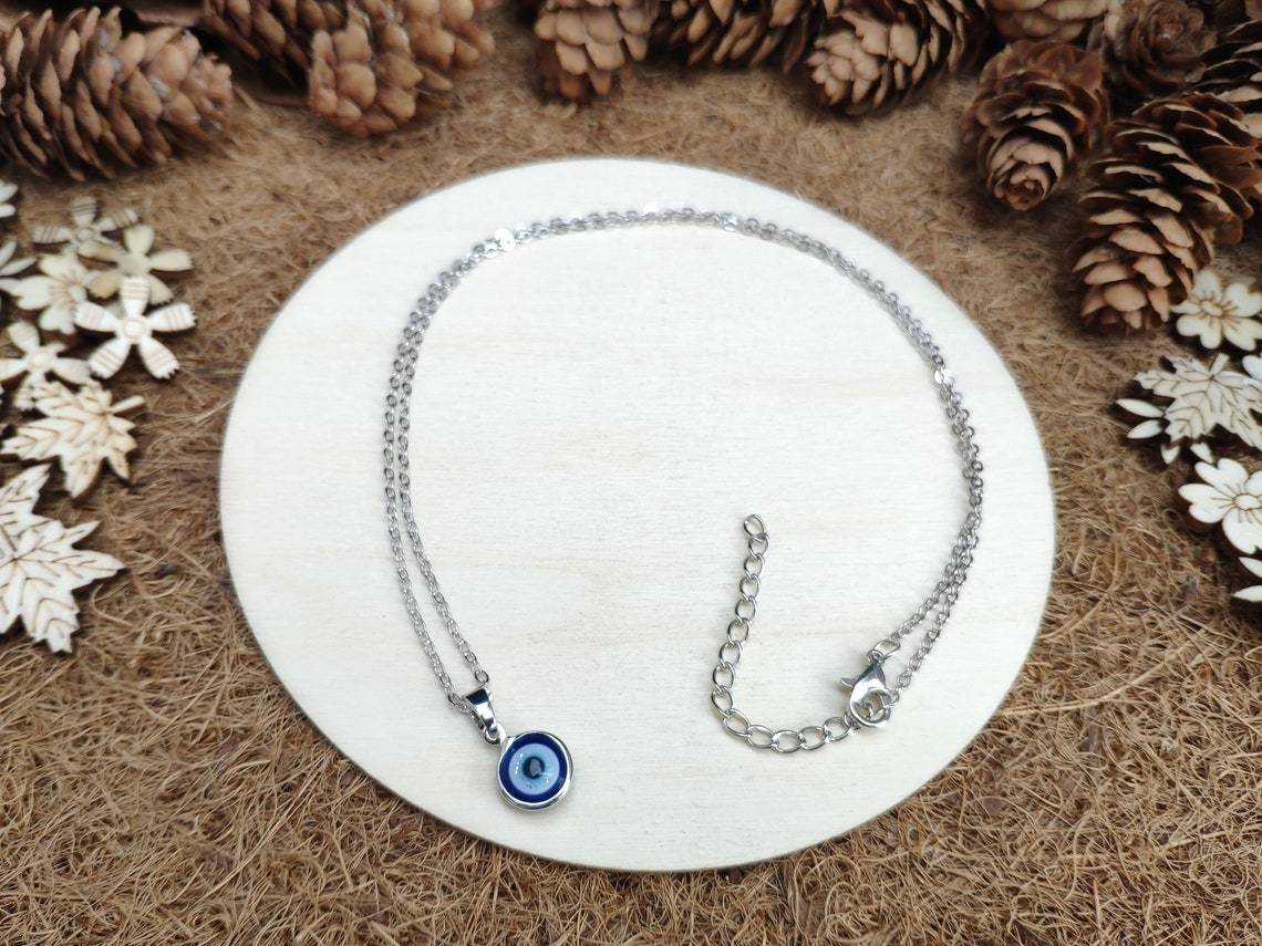 Simple Silver Evil Eye Necklace